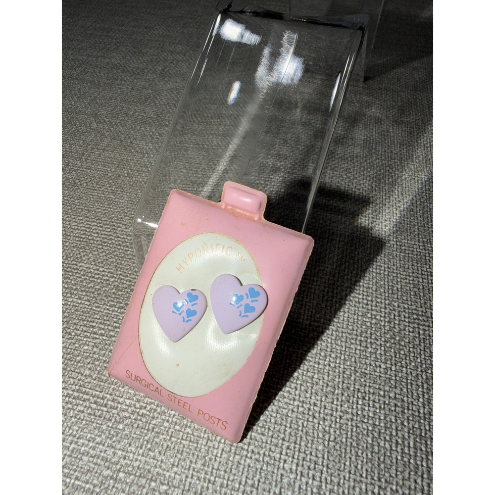 Vintage 80s Hyporific Heart Studs Barbiecore Coquette Aesthetic